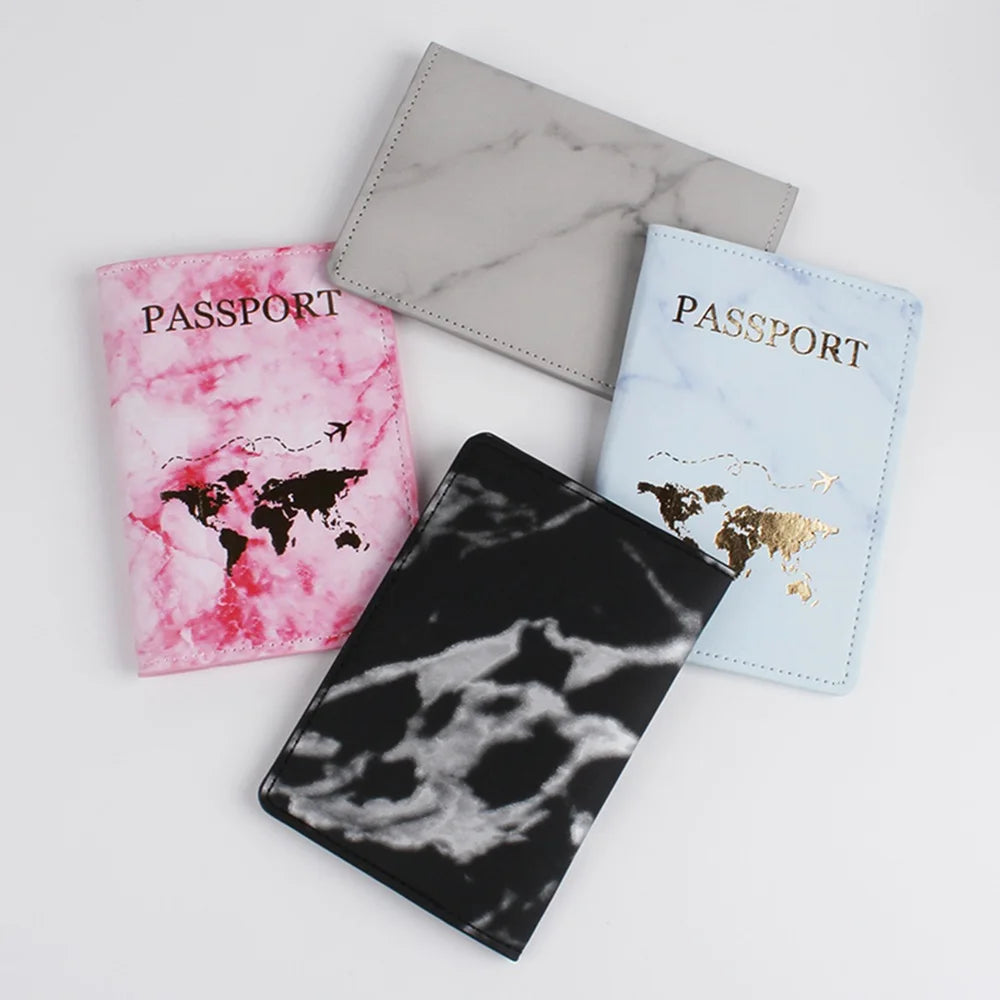 Leather Marble Style Travel Passport Cover
