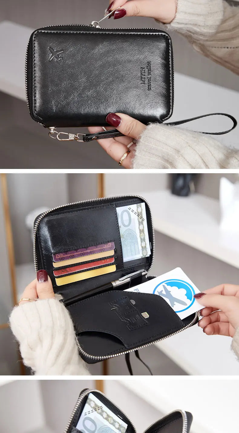 Minimalist and fashionable RFID passport holder multifunctional PU leather travel accessory passport holder wallet holder unisex