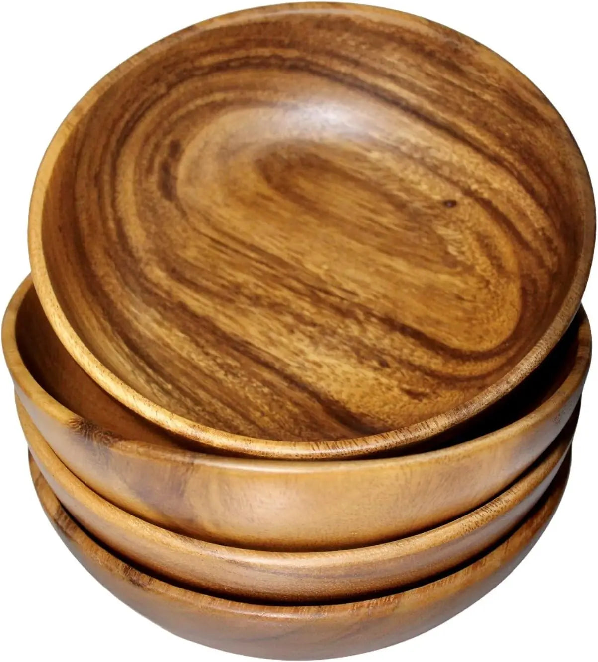 Set of 4 Handcrafted Wooden Salad Bowls, Rustic Kitchenware for Snacks and Gifts