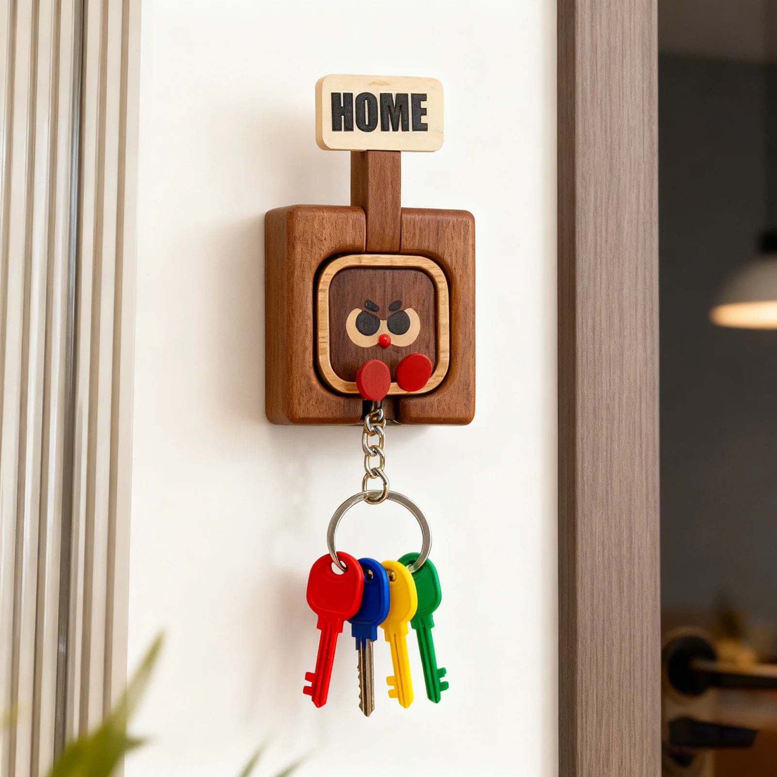 Magnetic Wooden Key Holder Wall Mount Key Organizer Hook with Wood and Magnet for Home Entryway