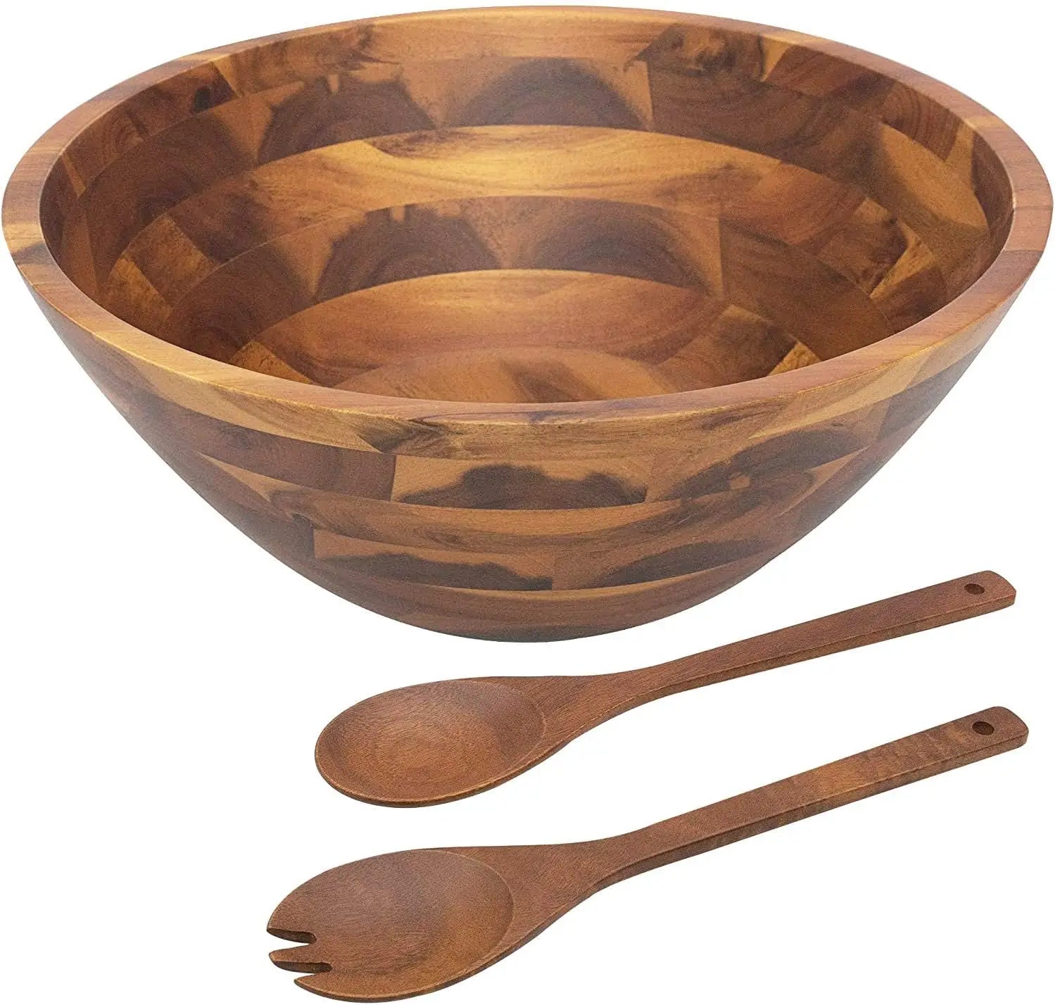 Large Acacia Wood Salad Bowl Set with Serving Utensils 125 Fruit Salad Serving Bowl for Family Gatherings Affiliated Shops
