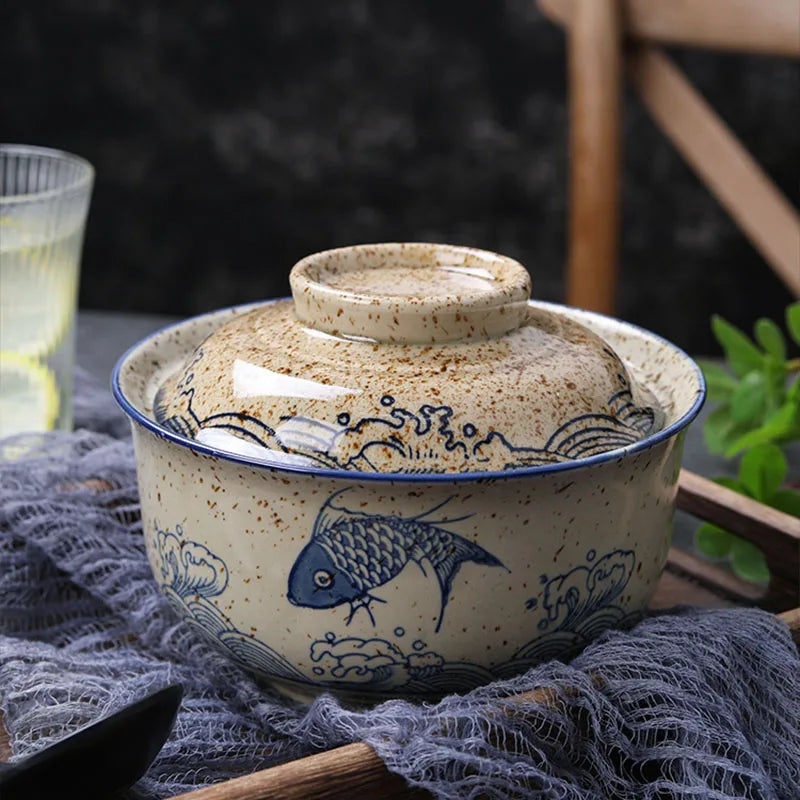 65inch Japanese Style Ramen Bowl With Lid Ceramic Instant Noodle Bowl For Soup Rice Noodle And Porridge Kitchen Tableware Affiliated Shops
