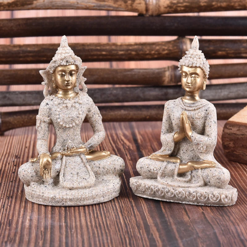 Buddha Statues Sandstone Thailand Buddha Sculpture Fengshui Figurine Home Decor Lit Outlet