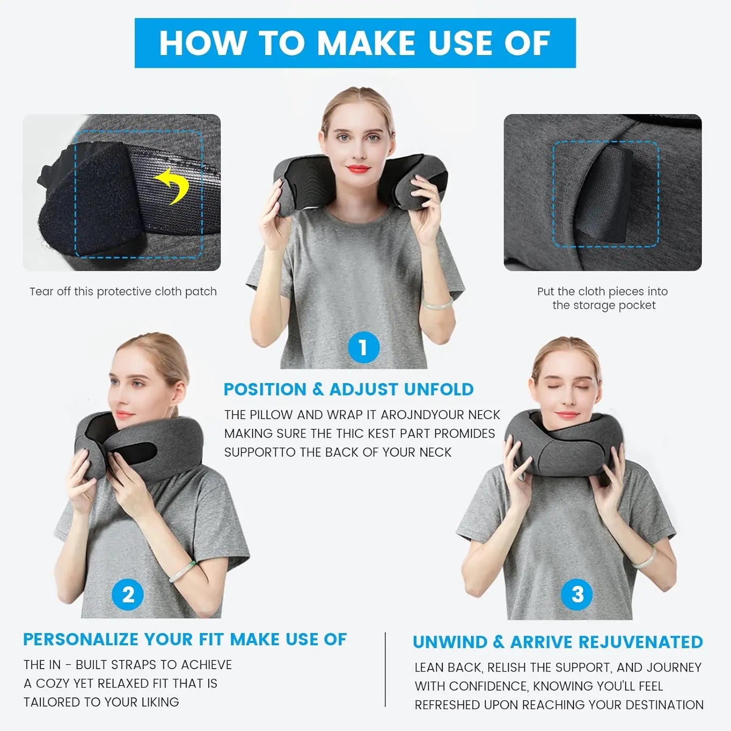 Travel Pillow with Eye Mask & Ear Plugs