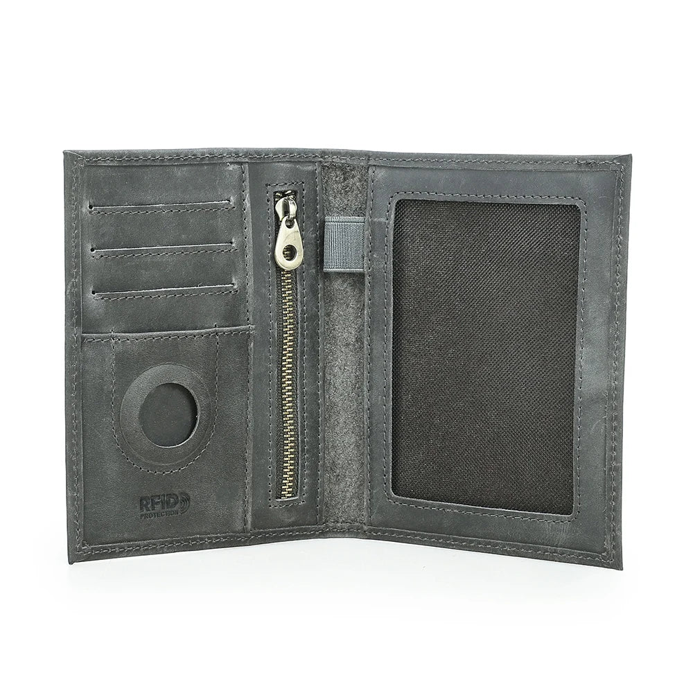 Genuine Cow Leather Passport Holder Travel Wallet with Airtag Case