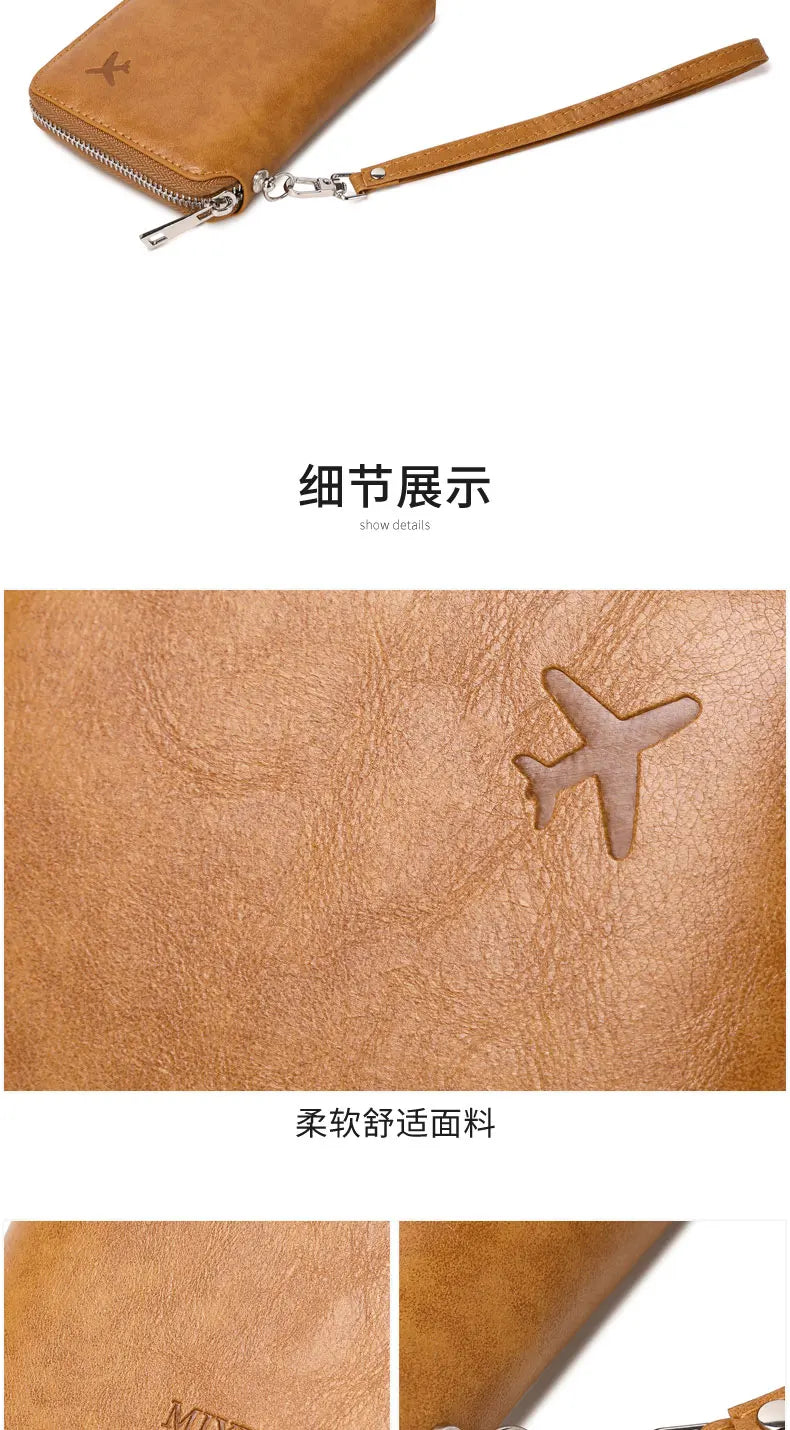 Minimalist and fashionable RFID passport holder multifunctional PU leather travel accessory passport holder wallet holder unisex