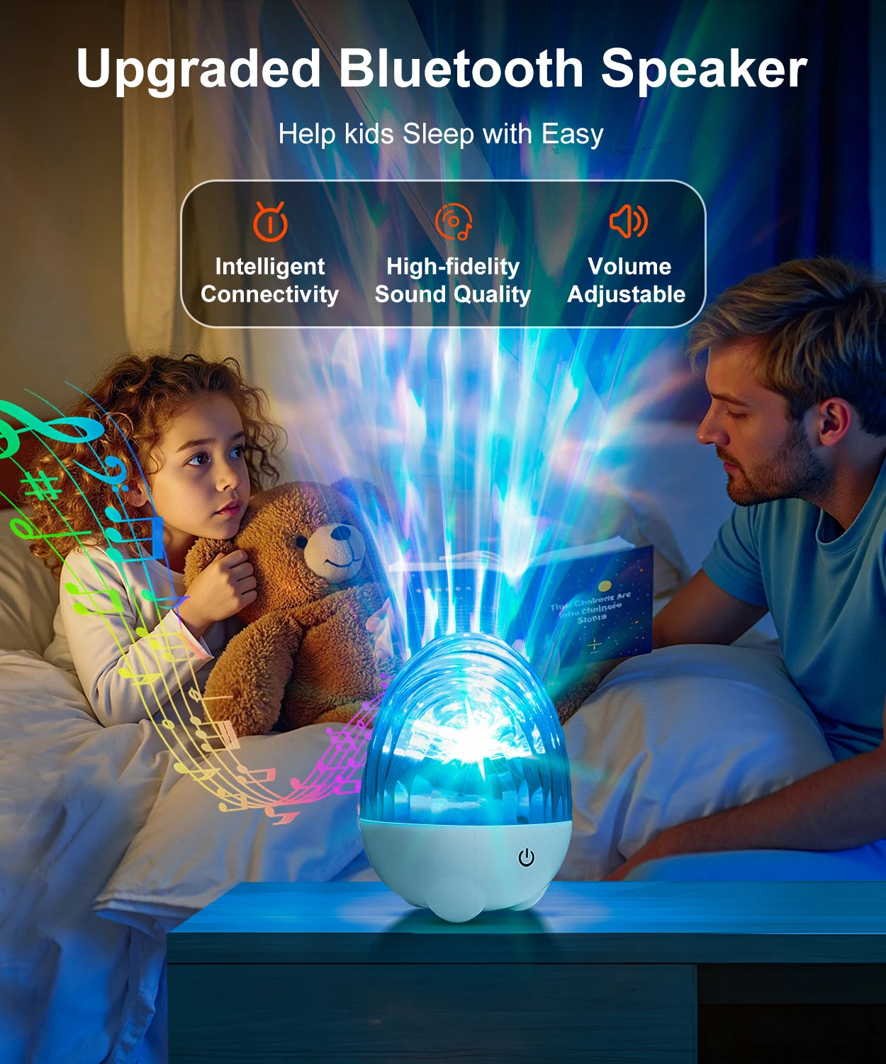 2-in-1 Music Player & Nebula Projector Desk Lamp