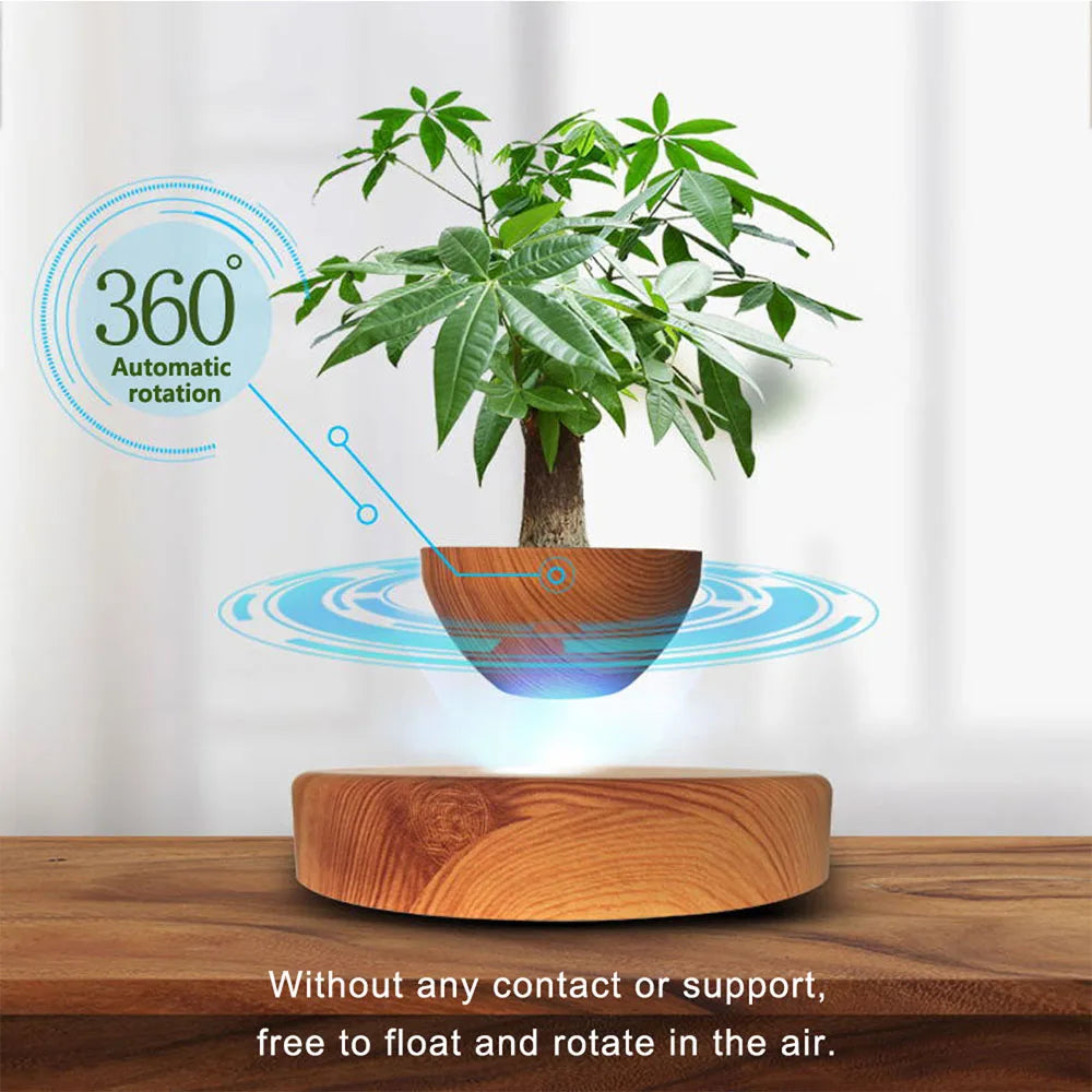 Levitating Air Bonsai Pot Rotation Flower Pot Planters Magnetic Suspension