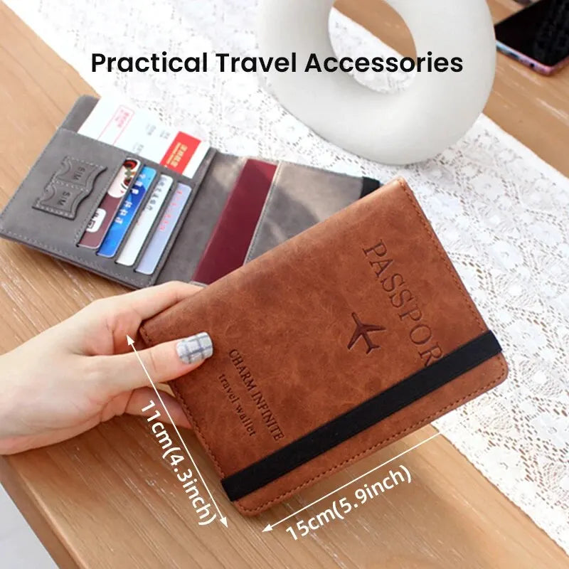 Passport Cover Wallet Holder PU Leather