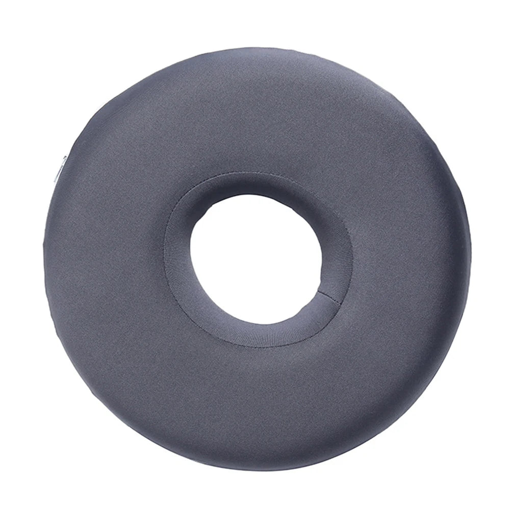 Gray donut cushion on a white background
