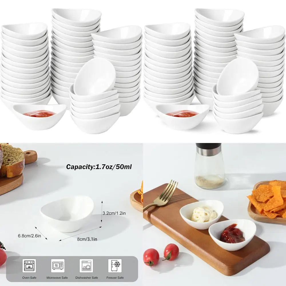 50 Pack 17 Oz Ceramic Mini Dipping Bowls for Soy Sauce Condiments and Side Dishes Ideal for Parties and BBQs Lit Outlet