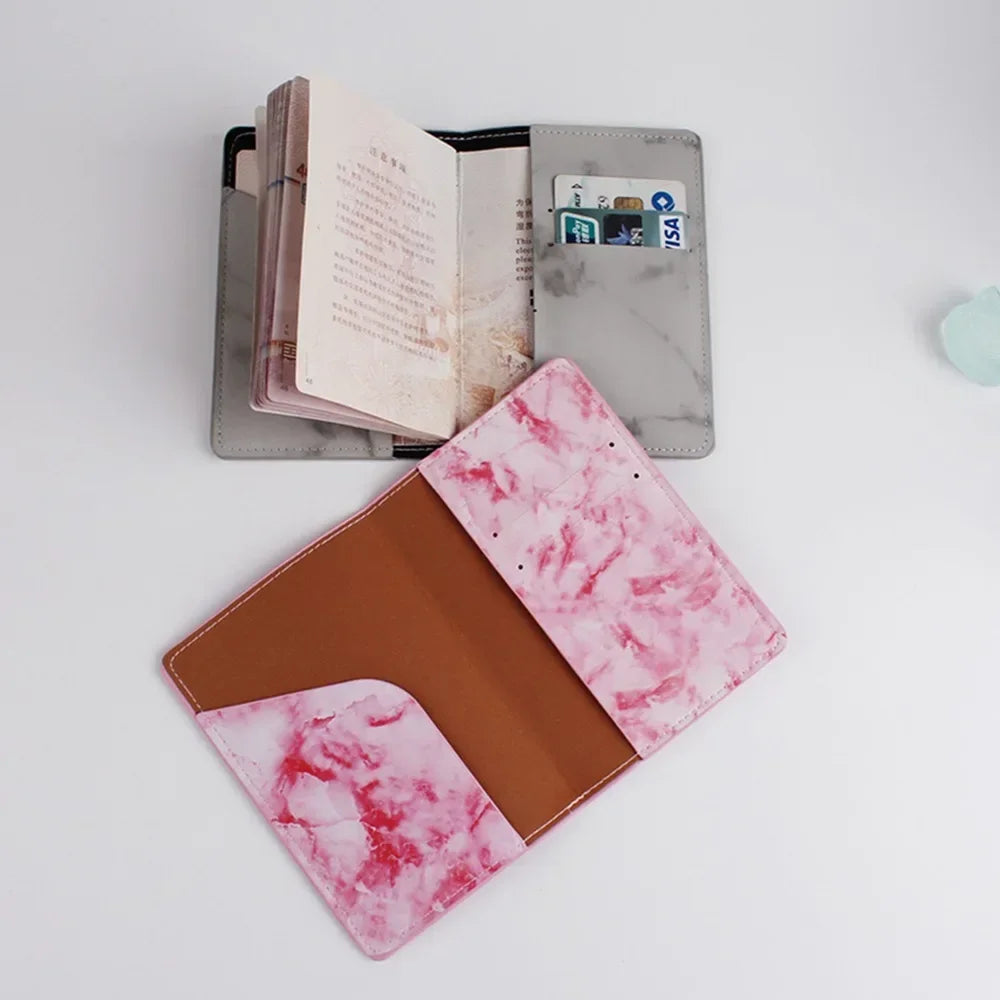 Leather Marble Style Travel Passport Cover