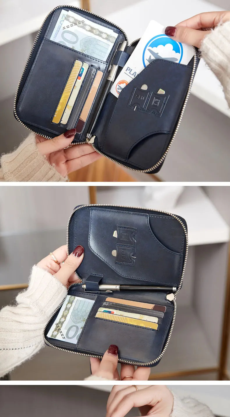 Minimalist and fashionable RFID passport holder multifunctional PU leather travel accessory passport holder wallet holder unisex