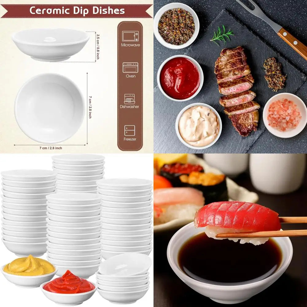 100 Pcs White Small Dipping Bowls Set, 1.2 oz, Ideal for Asian Sauces, Sushi, Condiments, and More