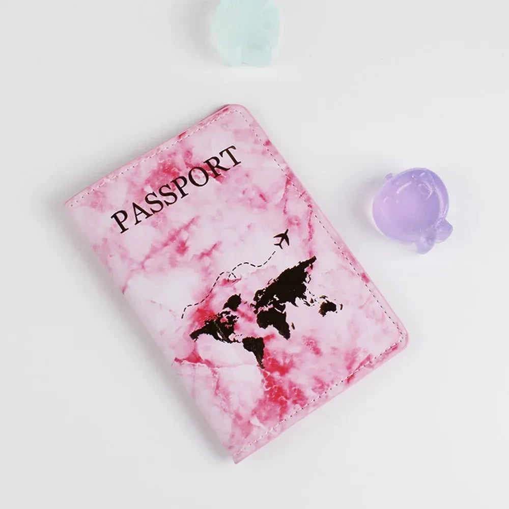 Leather Marble Style Travel Passport Cover