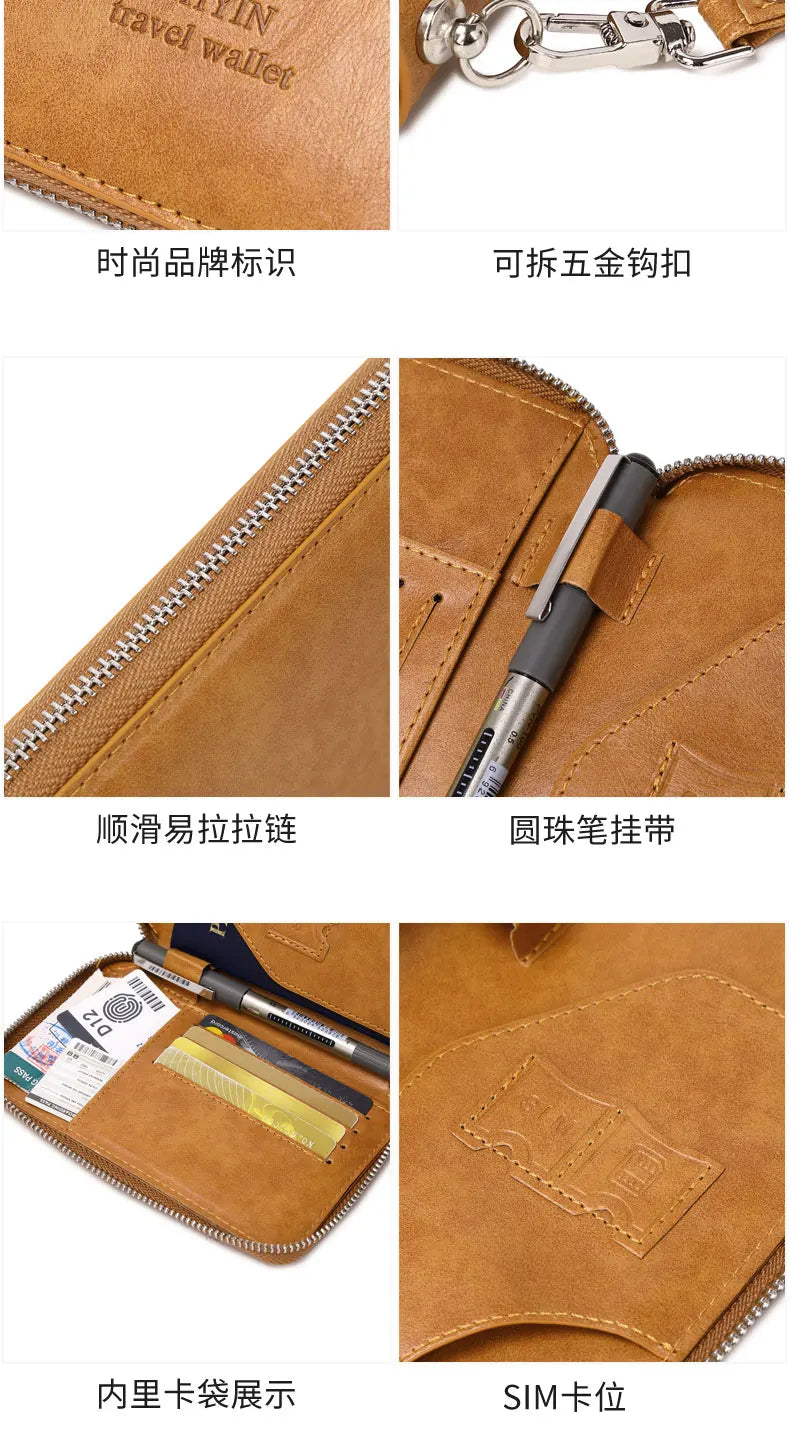 Minimalist and fashionable RFID passport holder multifunctional PU leather travel accessory passport holder wallet holder unisex