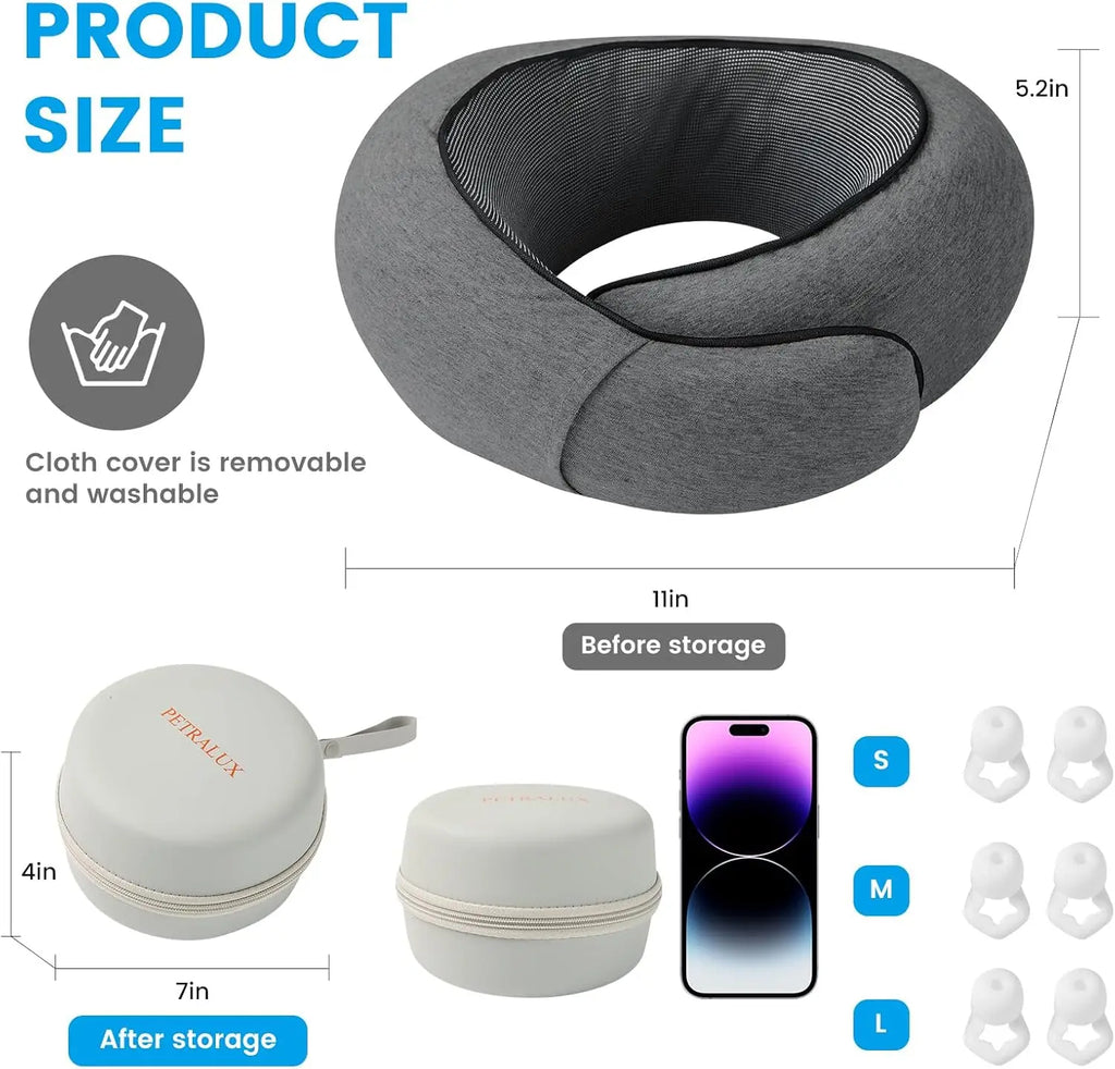 Travel Pillow with Eye Mask & Ear Plugs