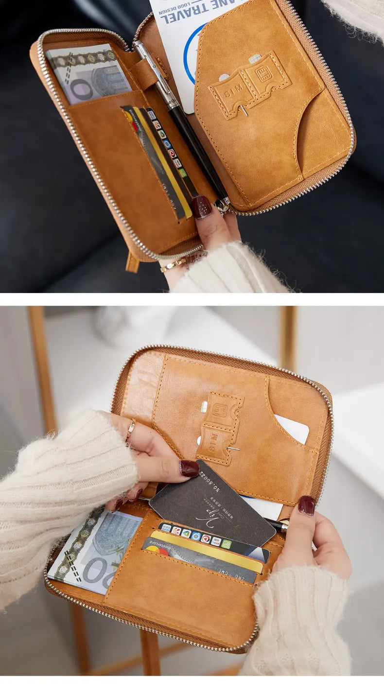 Minimalist and fashionable RFID passport holder multifunctional PU leather travel accessory passport holder wallet holder unisex