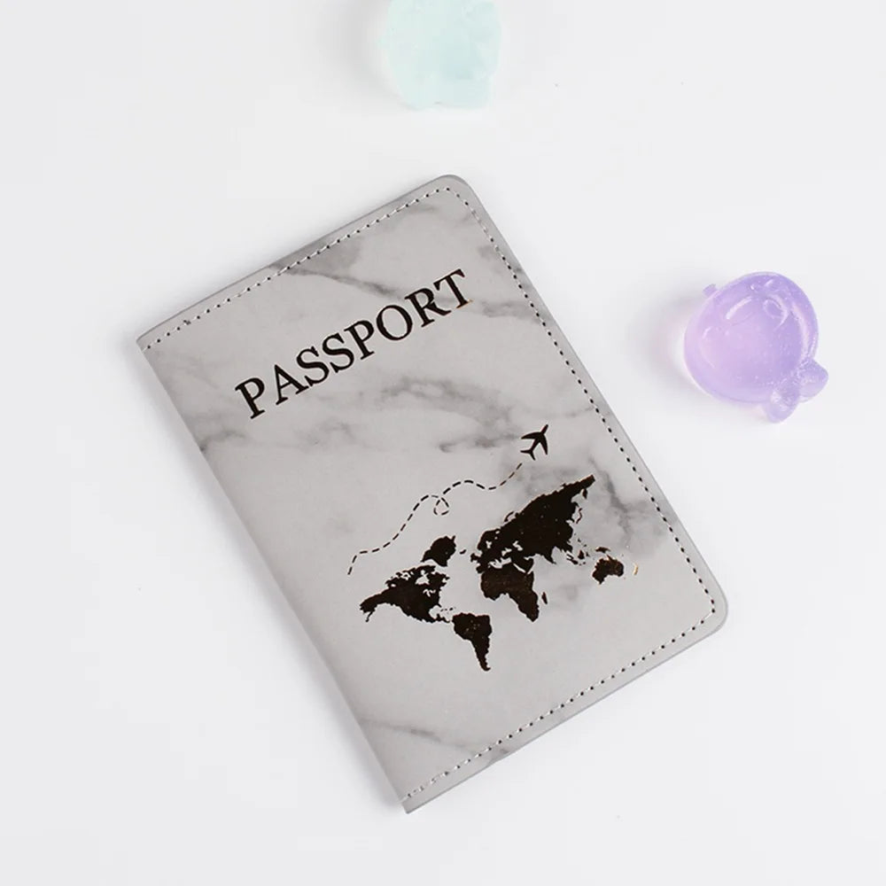 Leather Marble Style Travel Passport Cover