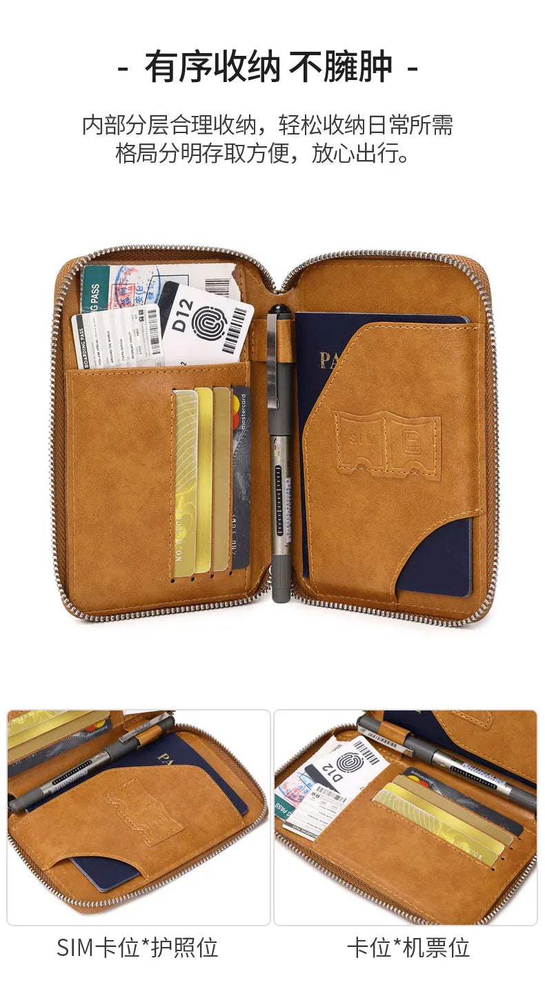 Minimalist and fashionable RFID passport holder multifunctional PU leather travel accessory passport holder wallet holder unisex