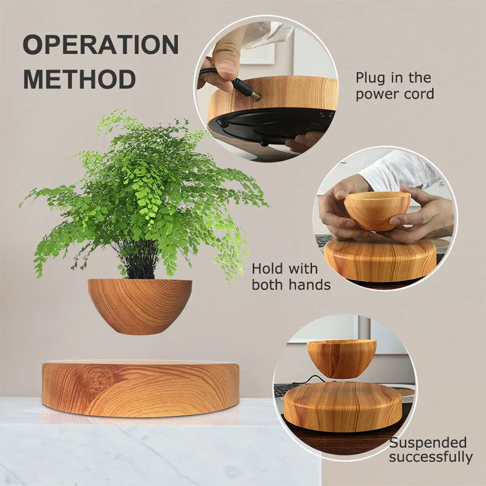 Levitating Air Bonsai Pot Rotation Flower Pot Planters Magnetic Suspension