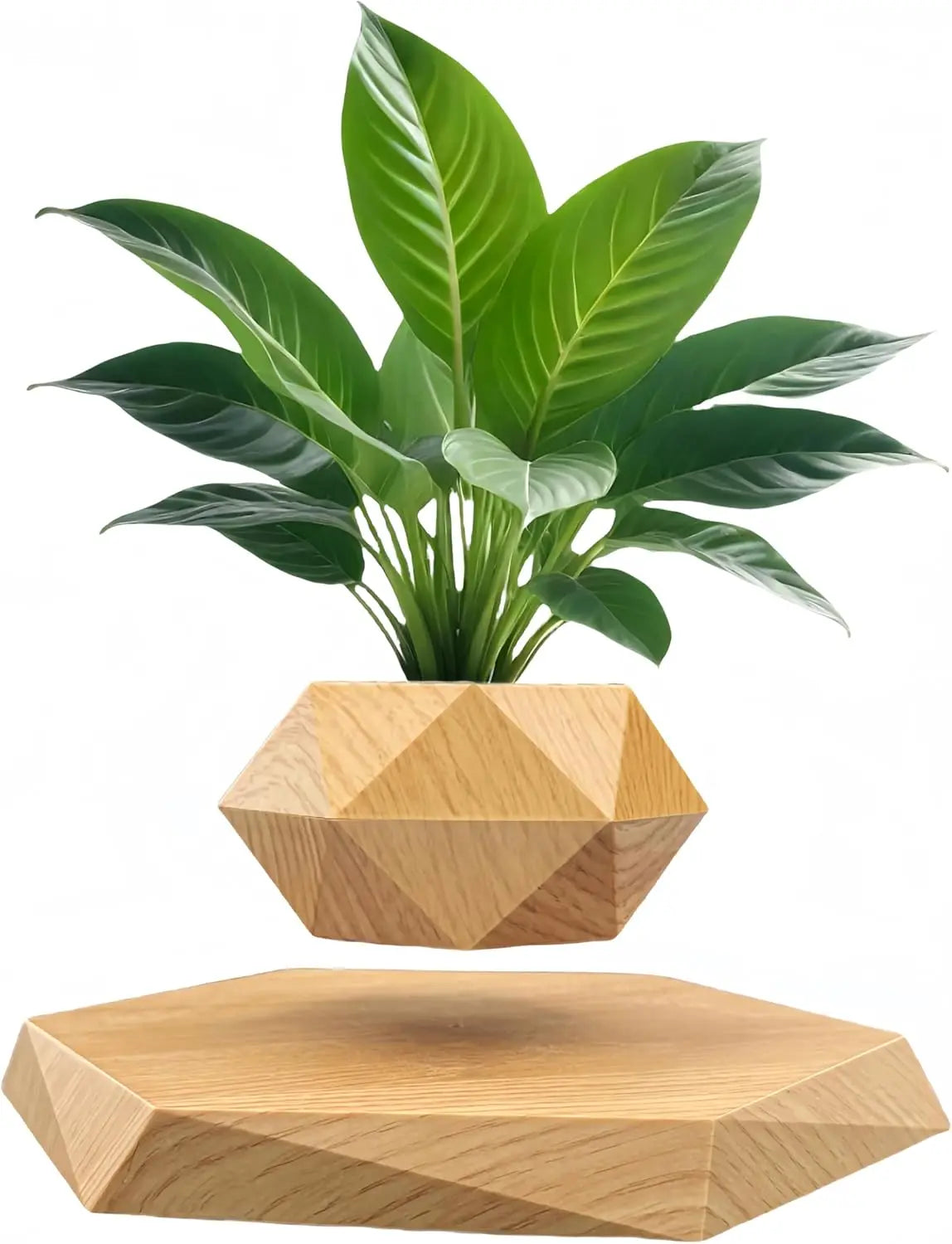 360° Rotating Floating Plant Pot with Magnetic Levitation, Small Flower Pot for Home Office Desk Decor in Yellow - Affiliated Shops