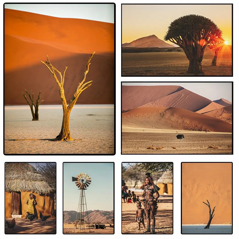 African Tribal Wall Art Boho Desert Landscape Canvas Print Abstract Minimalist Portrait Photography Earth Tone Living Room Decor Lit Outlet