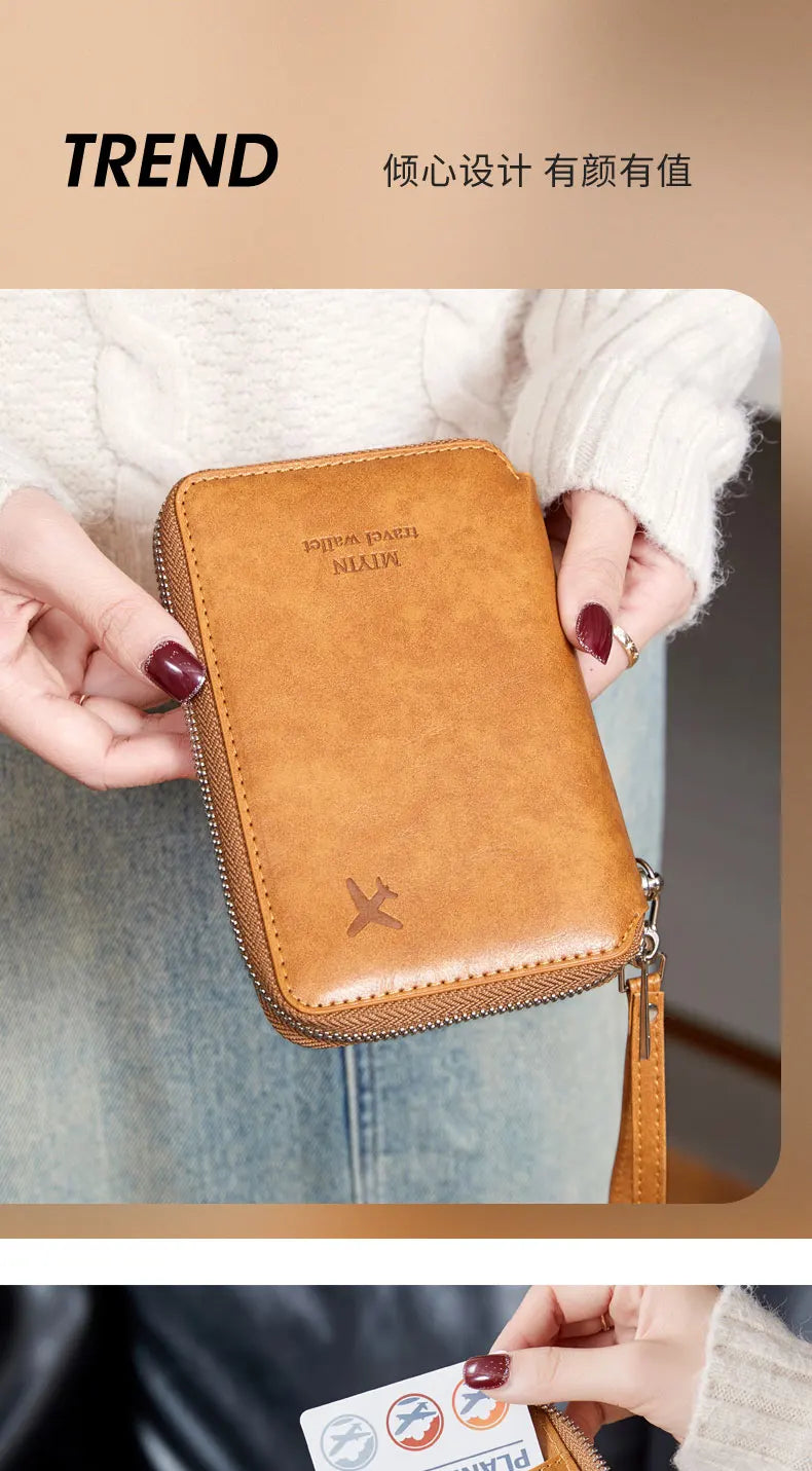 Minimalist and fashionable RFID passport holder multifunctional PU leather travel accessory passport holder wallet holder unisex