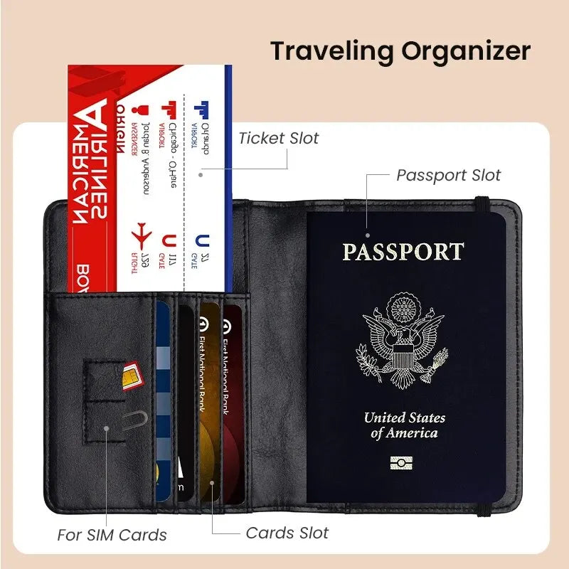 Passport Cover Wallet Holder PU Leather
