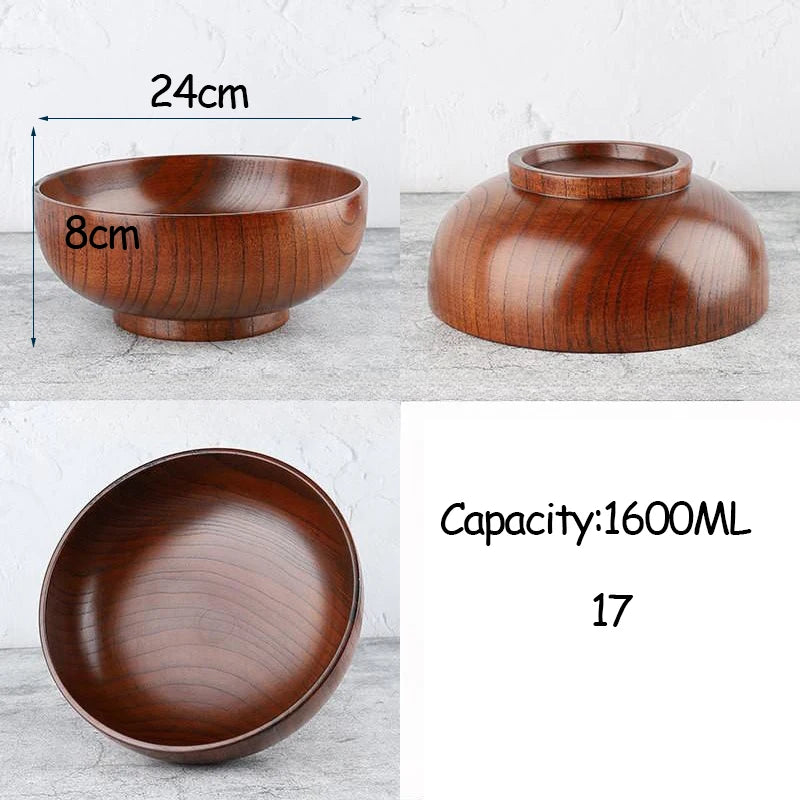 Japanese Style Acacia Wooden Bowl for Children's Dining Anti DropBowl Exclusive Wooden Bowl Retro Home Tableware Set Salad Bowl