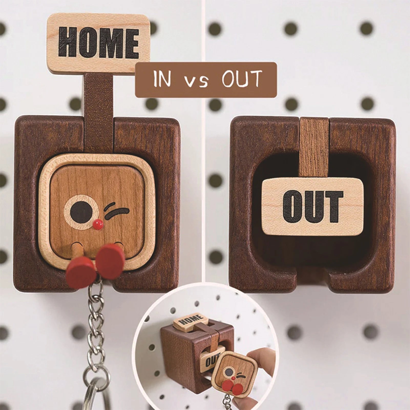 Magnetic Wooden Key Holder Wall Mount Key Organizer Hook with Wood and Magnet for Home Entryway
