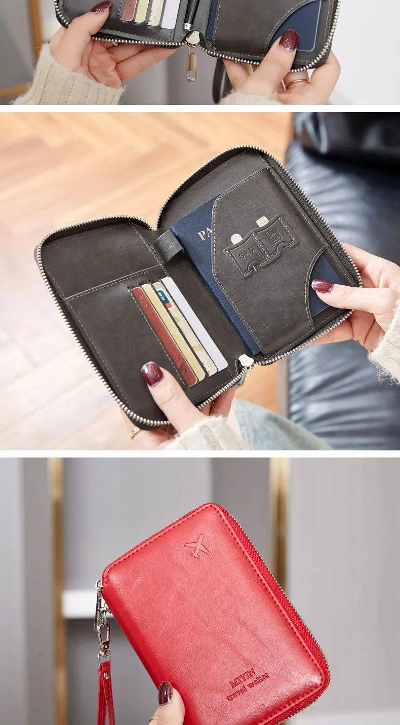 Minimalist and fashionable RFID passport holder multifunctional PU leather travel accessory passport holder wallet holder unisex