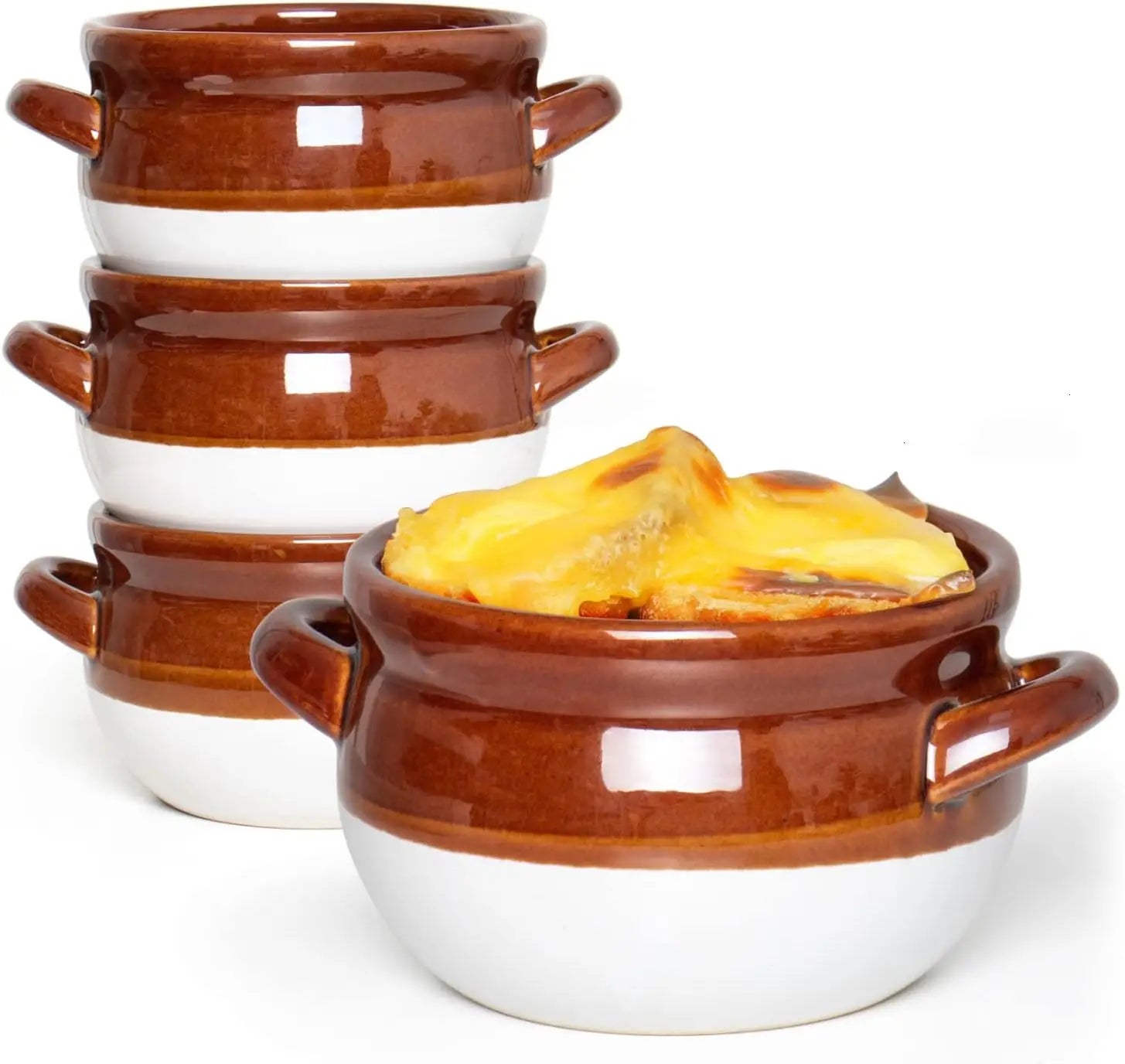 French Onion Soup Bowls with Handles 16 Oz Ceramic Crocks Oven Safe for Chili Stew Cereal Set of 4 Affiliated Shops
