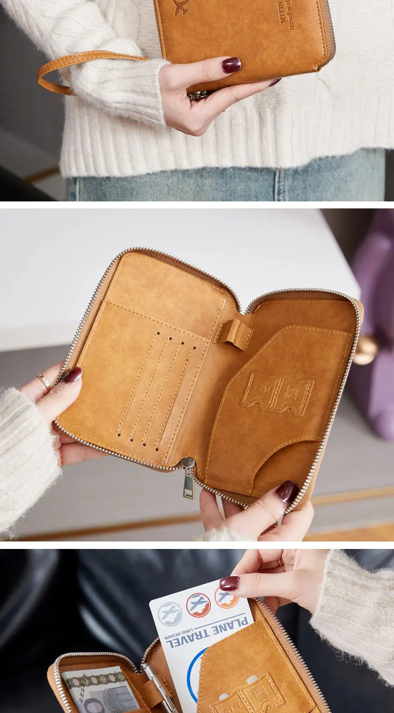 Minimalist and fashionable RFID passport holder multifunctional PU leather travel accessory passport holder wallet holder unisex