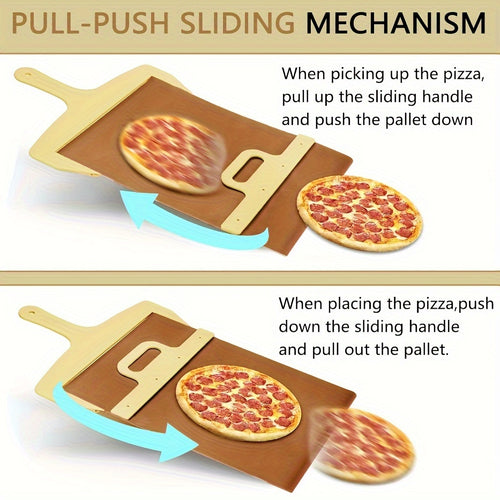 1/2pcs Sliding Pizza Peel - Effortless Pizza Transfer with Ergonomic Handle, Non-Stick Surface, and Dishwasher Safe - Perfect Accessory for Pizza Ovens, Kitchen Supplies, Kitchen Accessories, and BBQ Accessories