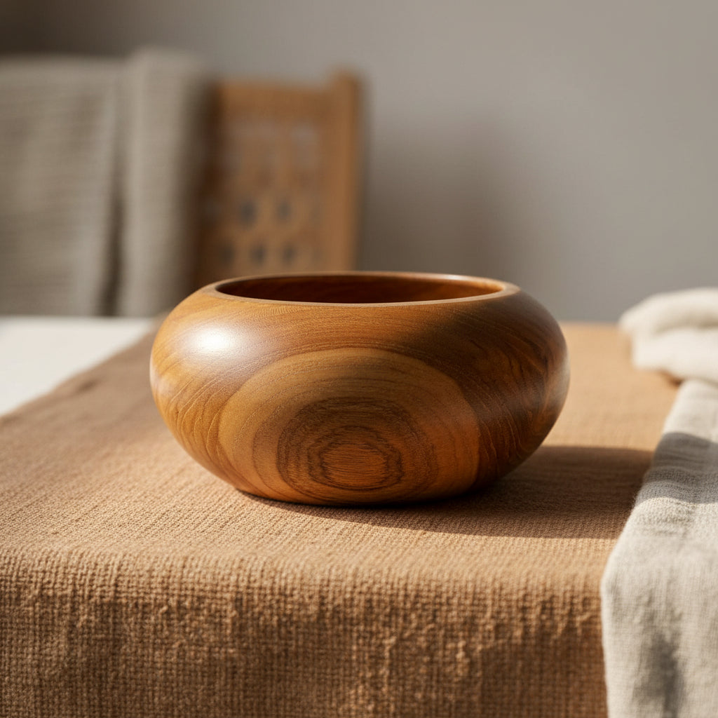 Rounded Teak Trinket Bowl