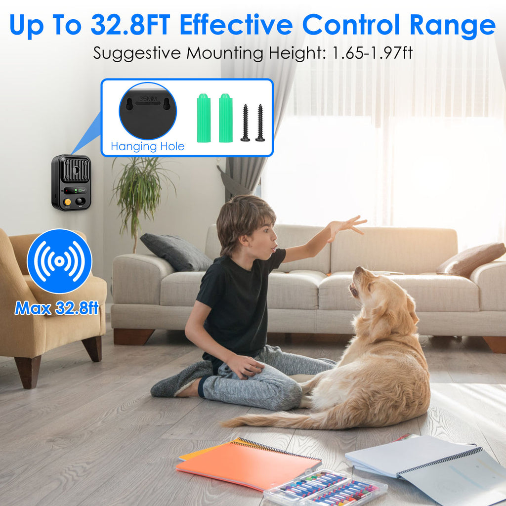 1Pc Ultrasonic Anti-Barking Device Rechargeable Auto Dog Bark Control Deterrent Box Training Device IPX4 Waterproof With 3 Frequency Max 32.8Feet Sensing Distance For Most