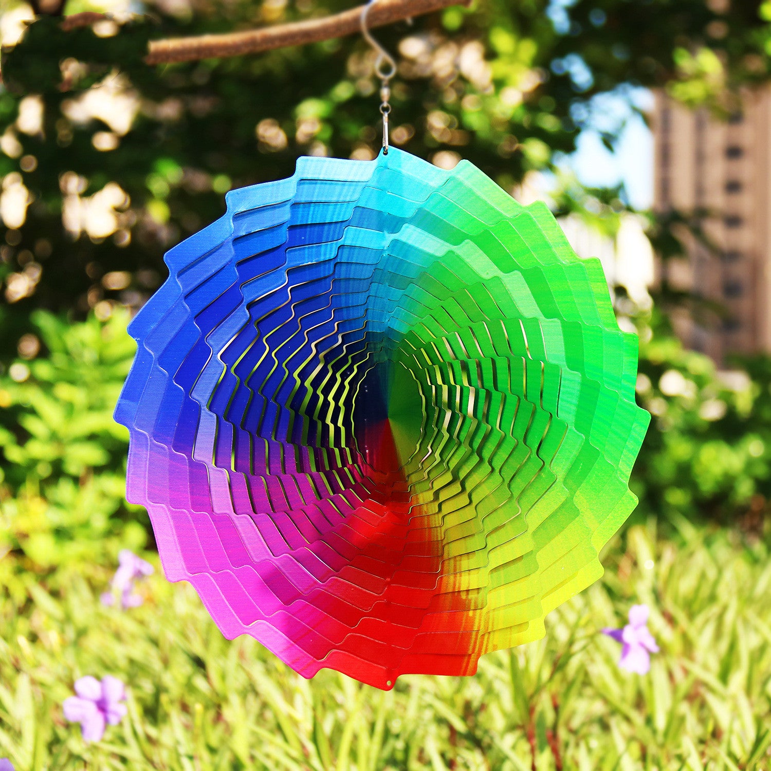 3D Wind Rotating Wind Chime Stainless Steel Colorful Tunnel Rotating Ornament Lit Outlet