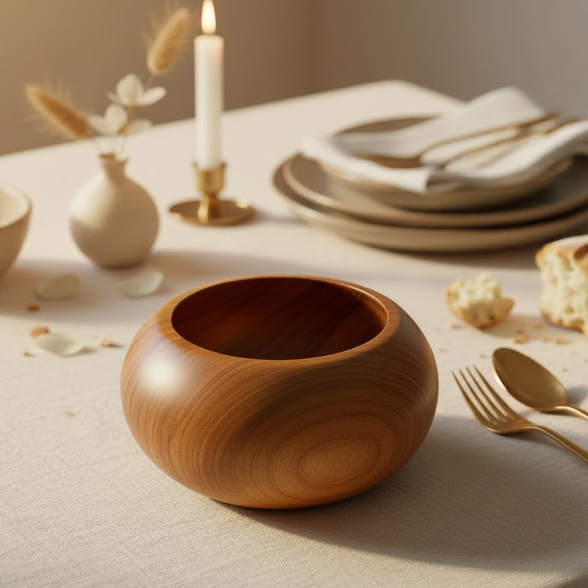 Rounded Teak Trinket Bowl