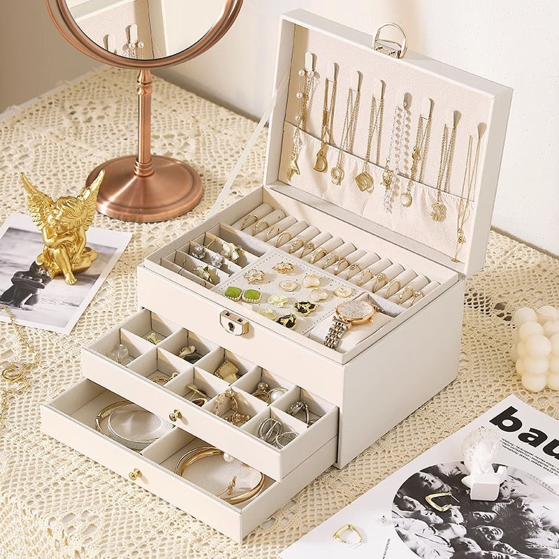 High-end jewelry storage box necklace earrings earrings earrings bracelet ring exquisite jewelry gold jewelry large capacity