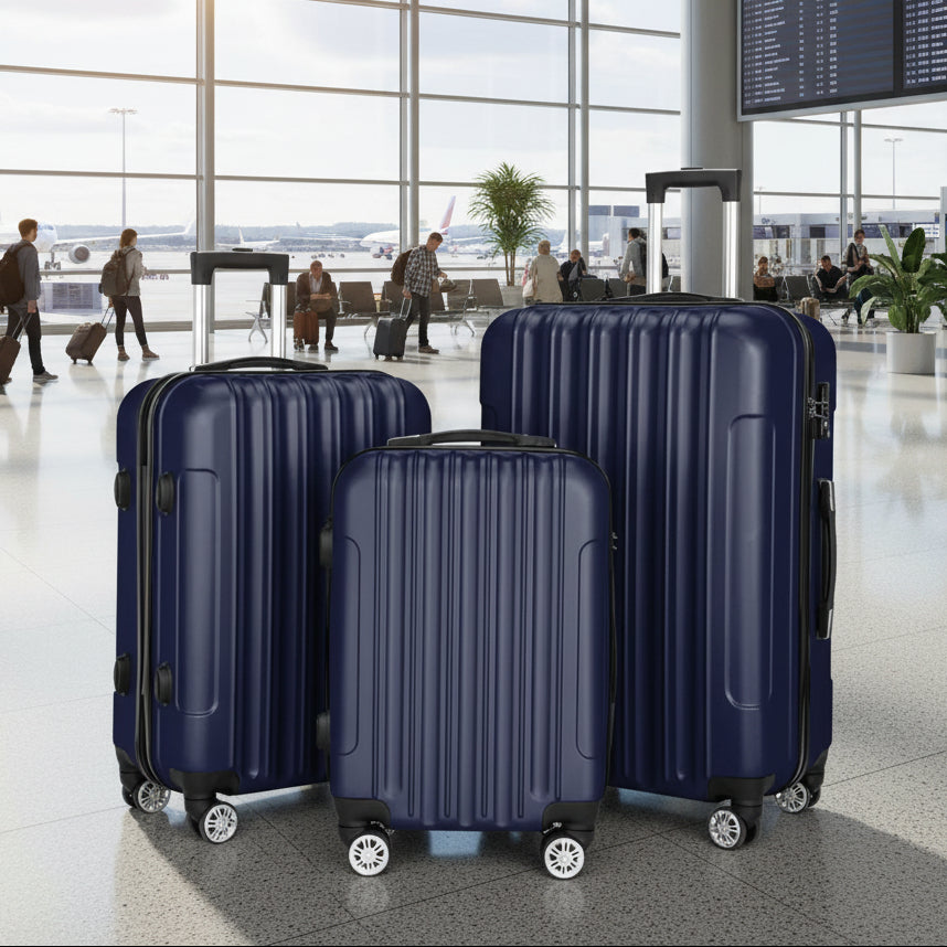 3-in-1 Multifunctional Large Capacity Traveling Storage Suitcase Luggage Set Navy Blue