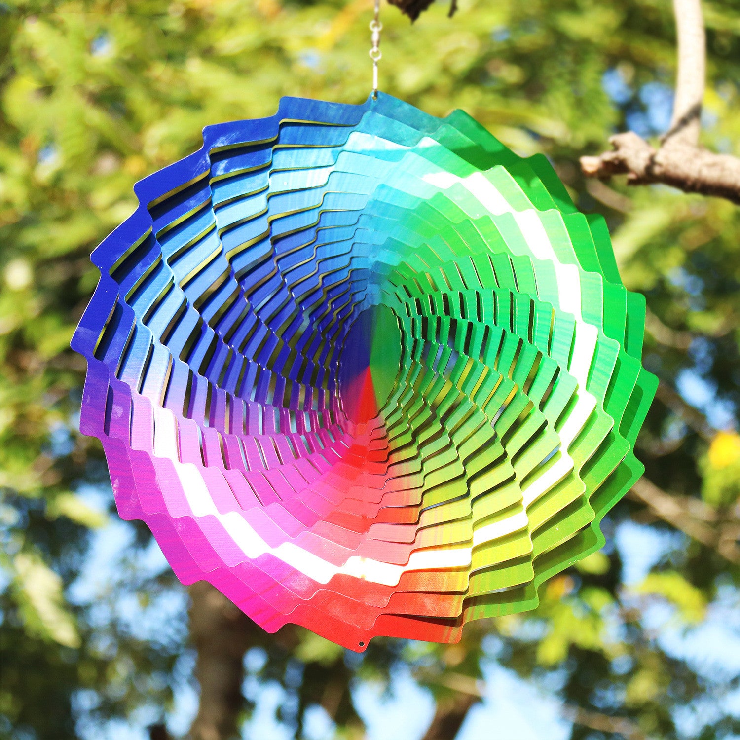 3D Wind Rotating Wind Chime Stainless Steel Colorful Tunnel Rotating Ornament