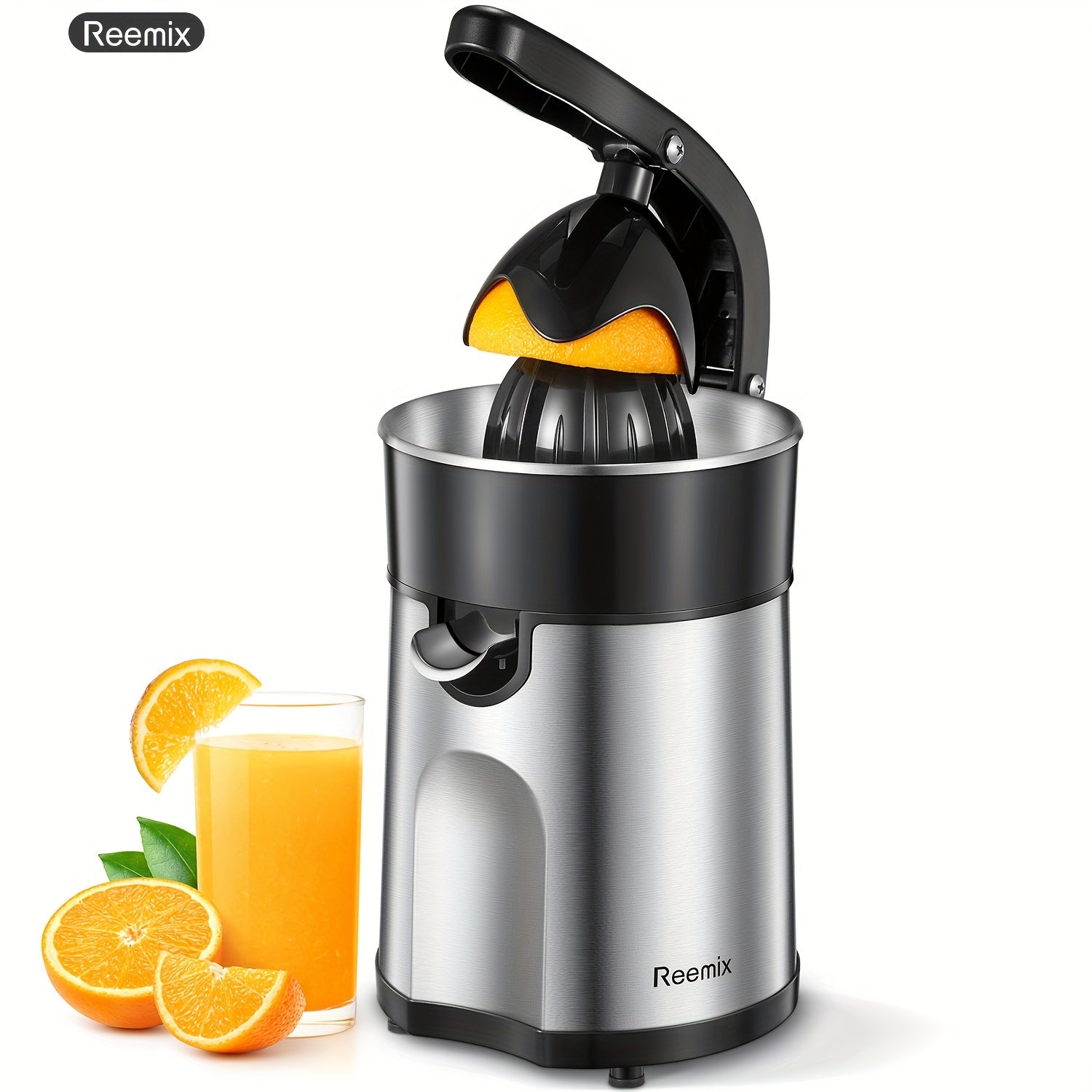 Electric Citrus Juicer Squeezer Orange Juicer with Two Interchangeable Cones Suitable for orange lemon and Grapefruit Brushed Stainless Steel Affiliated Shops