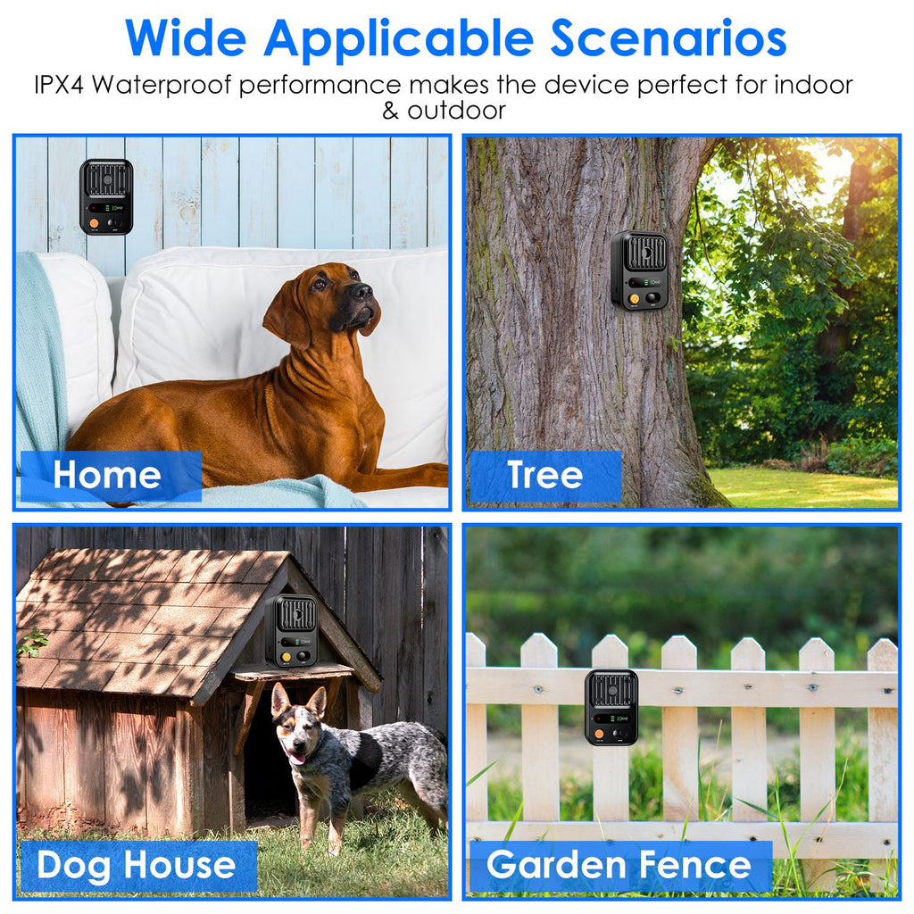 1Pc Ultrasonic Anti-Barking Device Rechargeable Auto Dog Bark Control Deterrent Box Training Device IPX4 Waterproof With 3 Frequency Max 32.8Feet Sensing Distance For Most