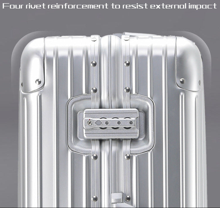 All-Aluminum Magnesium Alloy Trolley Case with Universal Wheels, Unisex Combination Lock Carry-On Suitcase, 20inch Travel Suitcase, Lightweight Travel Case