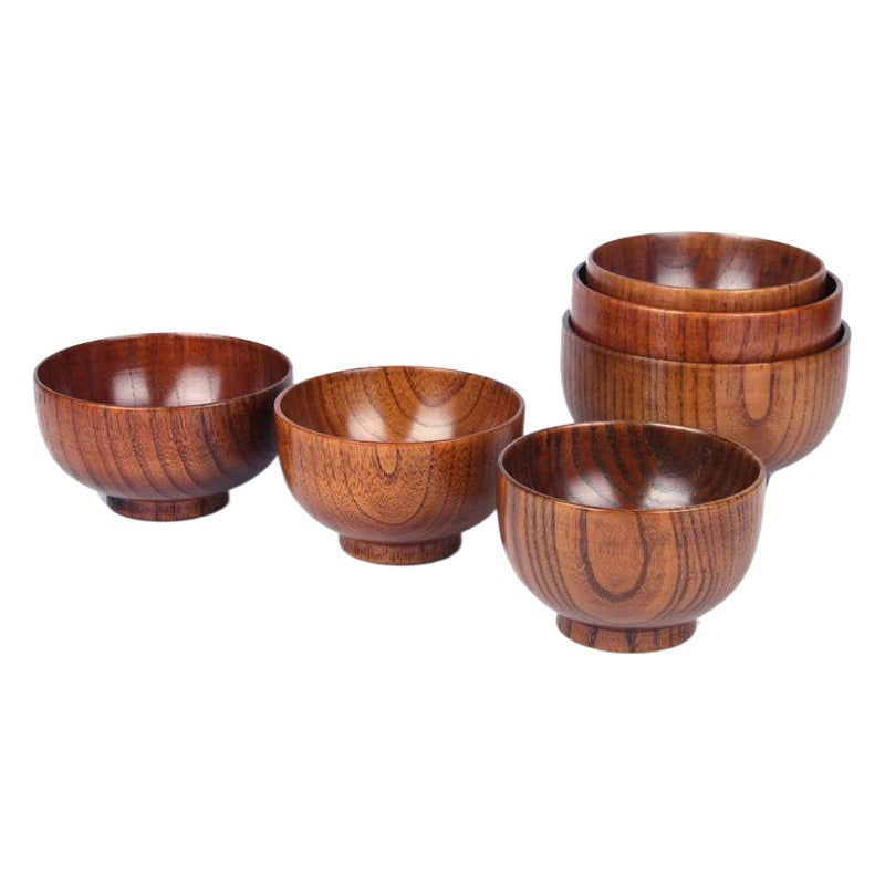 Japanese-Style Wooden Bowl, Acacia Wood Large Wooden Bowl, Children's and Adult Salad Rice Bowl, Wooden Tableware, Instant Noodle Bowl, Soup Bowl