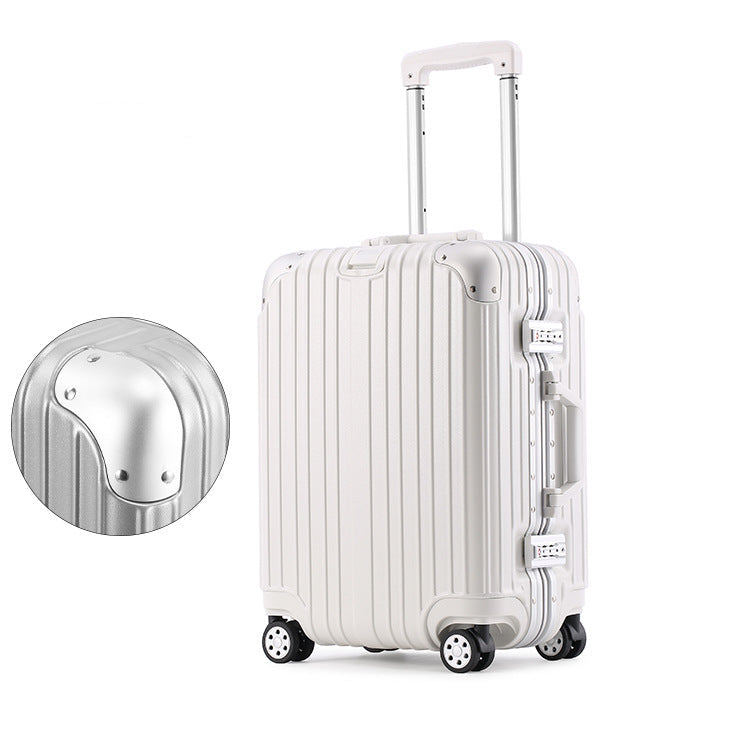 Luggage Suitcase with Thickened Aluminum Frame, Aluminum Alloy Trolley Case, 22inch Women's Wear-Resistant, Drop-Resistant Boarding Code Lock