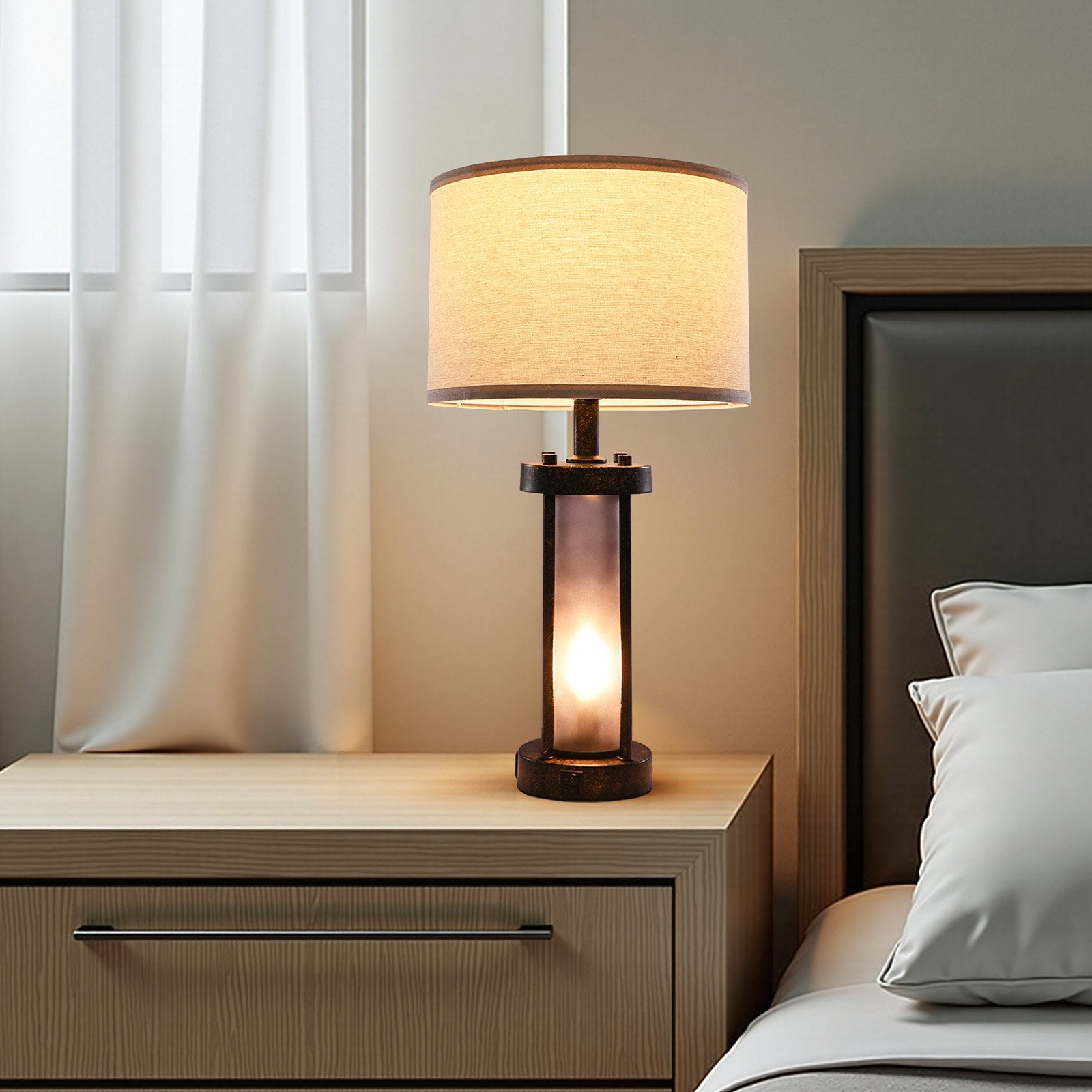 Table Lamps Set Of 2 Farmhouse Bedside Nightstand Lamps With USB Ports,Desk Lamp - Affiliated Shops